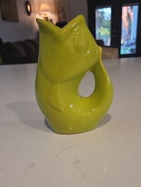 Ceramic Fish Accent Vase in Bright Lime Green 2006